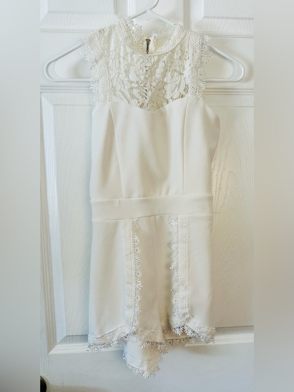Charlotte Russe Ivory Lace Overlay Romper